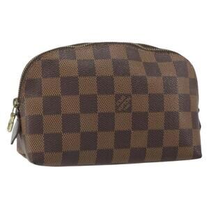LOUIS VUITTON Damier Ebene Pochette Cosmetic PM Pouch N47516 LV Auth BA9448
